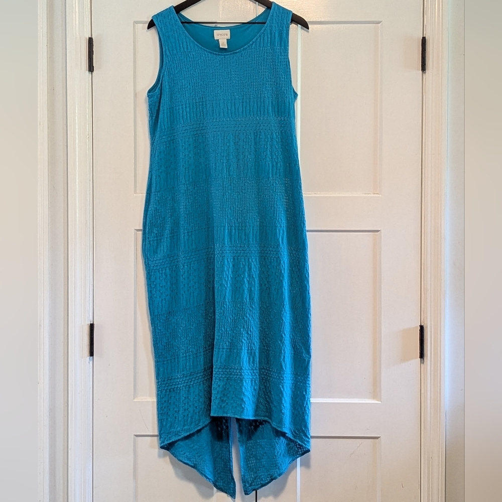 Chico's Blue Sleeveless Scoop Neck Sheath Dress Beach Cruise Vacation Plus 2X